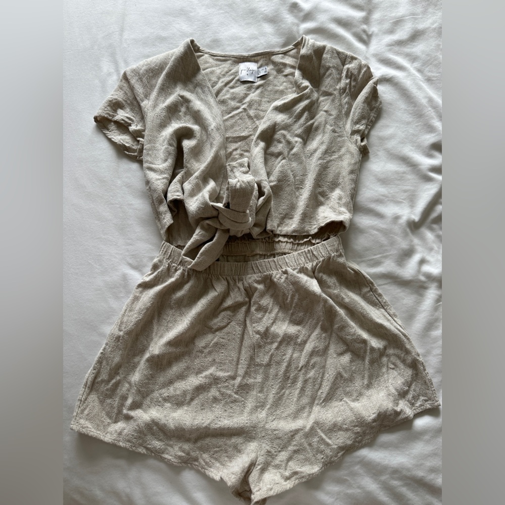 Oh Polly Tan Jumpsuit with Adjustable Waist